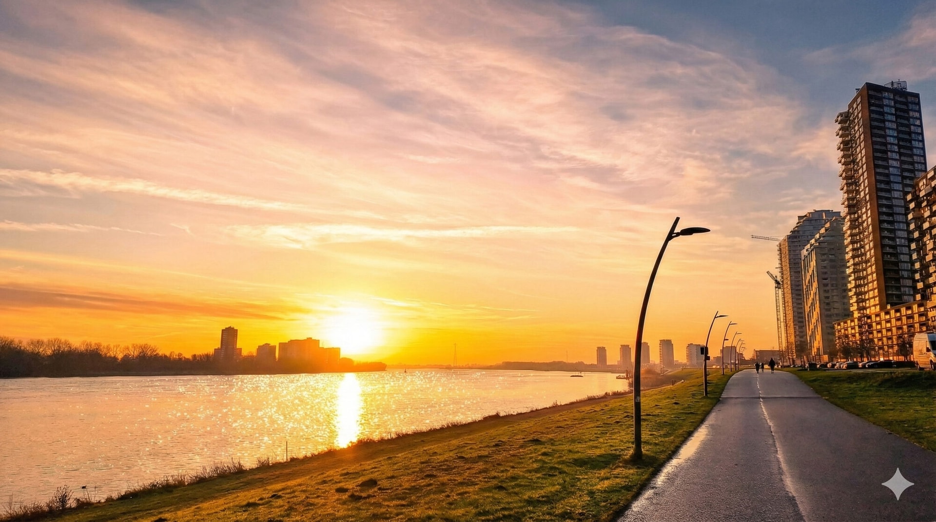 Zonsondergang aan het water